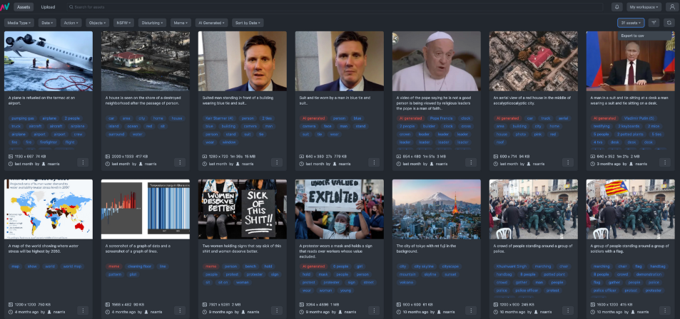 Deepfake detection interface